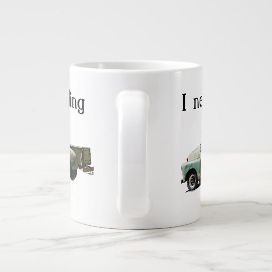 ヴィンテージグリーントラックカフェイン燃料 ジャンボコーヒーマグカップ (裏面)