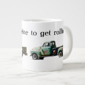 ヴィンテージグリーントラックカフェイン燃料 ジャンボコーヒーマグカップ (正面右)