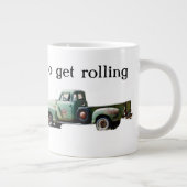 ヴィンテージグリーントラックカフェイン燃料 ジャンボコーヒーマグカップ (右)