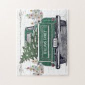 ヴィンテージグリーントラッククリスマスツリー名素朴 ジグソーパズル (縦)