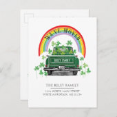 ヴィンテージグリーントラックシャムロックレインボームービング 案内ポストカード (正面/裏面)