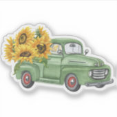 ヴィンテージグリーントラックヒマワリ シール (正面)