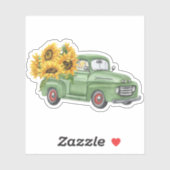 ヴィンテージグリーントラックヒマワリ シール (シート)