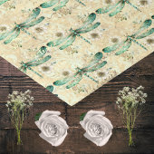 ヴィンテージグリーントンボと花オンタン 薄葉紙