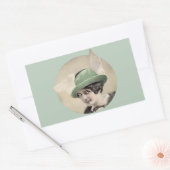 ヴィンテージグリーンハット 長方形シール (封筒)