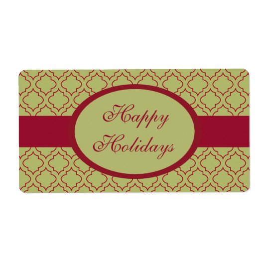 ヴィンテージグリーンハッピーホリデーズラベル ラベル (正面)
