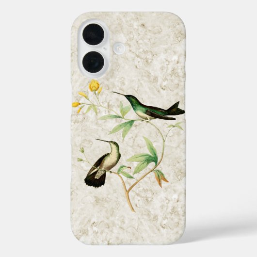 ヴィンテージグリーンハミングバードイエローフラワー Case-Mate iPhoneケース (裏面)