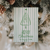 ヴィンテージグリーンハンド引きクリスマス抽象芸術ツリー シーズンカード
