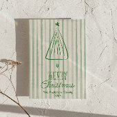 ヴィンテージグリーンハンド引きクリスマス抽象芸術ツリー シーズンカード