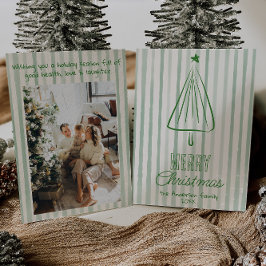 ヴィンテージグリーンハンド引きクリスマス抽象芸術ツリー シーズンカード