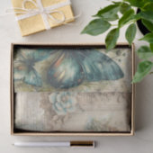 ヴィンテージグリーンバタフライコラージュデカップージ紙 薄葉紙 (ギフト)