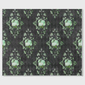 ヴィンテージグリーンバラとブラックハーレクインパターン ラッピングペーパー (フラット)
