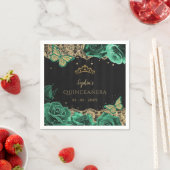 ヴィンテージグリーンバラブラック金ゴールドレースキンセアニラ スタンダードカクテルナプキン (インサイチュ)