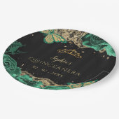 ヴィンテージグリーンバラブラック金ゴールドレースキンセアニラ ペーパープレート (アングル)