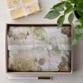 ヴィンテージグリーンバードとバラの分離 薄葉紙 (ギフト)