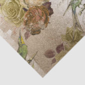 ヴィンテージグリーンバードとバラの分離 薄葉紙 (詳細)