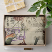 ヴィンテージグリーンバードとパインコーンの分離 薄葉紙 (ギフト)