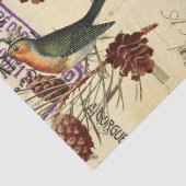ヴィンテージグリーンバードとパインコーンの分離 薄葉紙 (詳細)