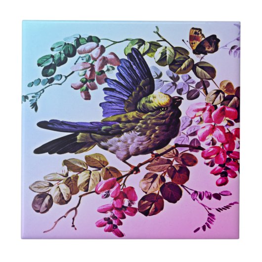 ヴィンテージグリーンバードイラストレーションL.プラン&コ タイル (正面)