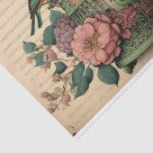 ヴィンテージグリーンバードケージの鳥とフローラの分離 薄葉紙 (詳細)