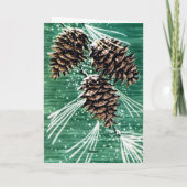 ヴィンテージグリーンパインコーンフォレストグリーティング シーズンカード (裏面)