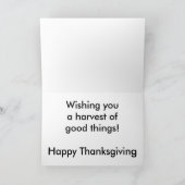 ヴィンテージグリーンパンプキントラック感謝祭カード シーズンカード (内部)