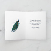 ヴィンテージグリーンパープルピーコックウォーターカラー誕生日 カード (内部)