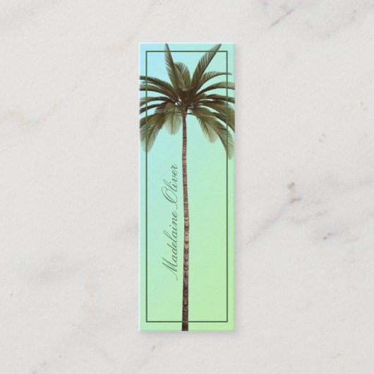 ヴィンテージグリーンパームツリートロピカルエレガント スキニー名刺 (正面)