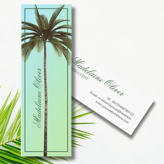 ヴィンテージグリーンパームツリートロピカルエレガント スキニー名刺