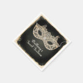 ヴィンテージグリーンパールマスカレードマスクスウィート16パーティー スタンダードカクテルナプキン (角)