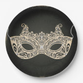 ヴィンテージグリーンパールマスカレードマスク スイート16パーティ ペーパープレート (正面)