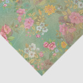 ヴィンテージグリーンピンクのフローラ切り離しティッシュペーパー 薄葉紙 (詳細)