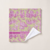 ヴィンテージグリーンピンクトイレデジュエリー バスタオルセット (ウォッシュタオル)