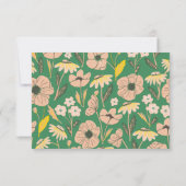 ヴィンテージグリーンピンクフローラスクリプトかわいい赤ちゃんシャワー サンキューカード (裏面)