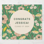 ヴィンテージグリーンピンクフローラ卒業パーティカスタムー ビールラベル (シングルラベル)