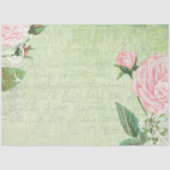 ヴィンテージグリーンピンクローズオールドレターティッシュペーパー 薄葉紙 (正面)