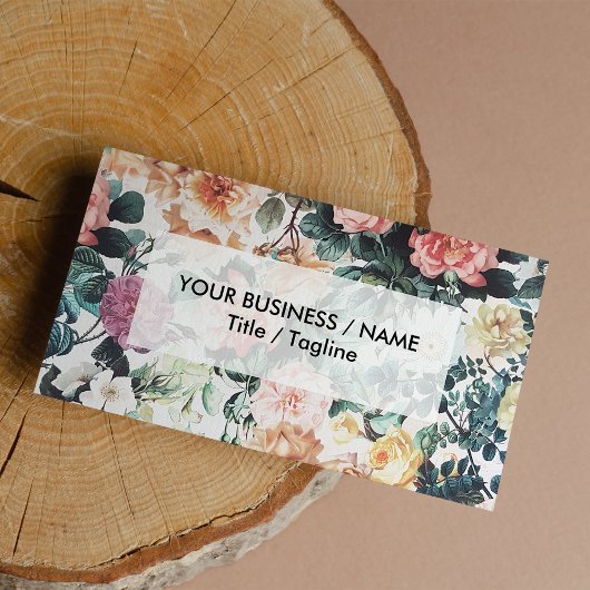 ヴィンテージグリーンピンク黄色の水の色のバラフローラ。 名刺