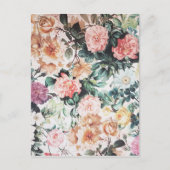 ヴィンテージグリーンピンク黄色の水色バラフローラ ポストカード (正面)