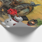 ヴィンテージグリーンファームトラクタークリスマスバ素朴ーン ラッピングペーパー (角)