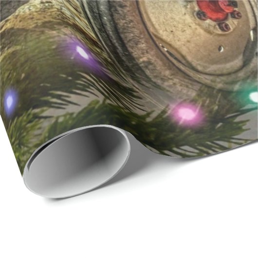 ヴィンテージグリーンファームトラクタークリスマスバ素朴ーン ラッピングペーパー (ロールコーナー)