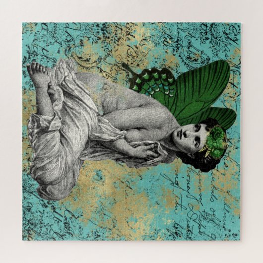 ヴィンテージグリーンフェアリーオンアクアエフエメラ ジグソーパズル (横)