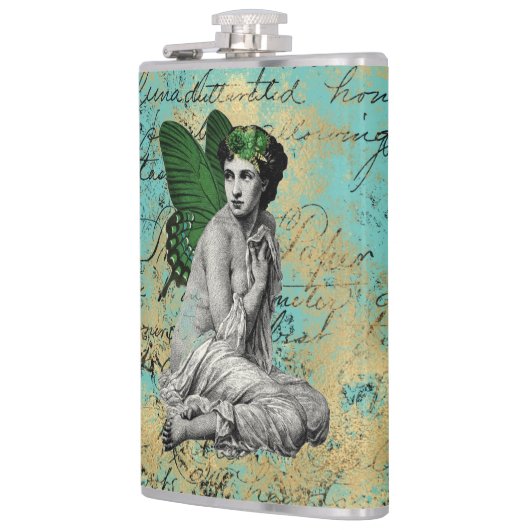 ヴィンテージグリーンフェアリーオンアクアエフエメラ フラスク (左)