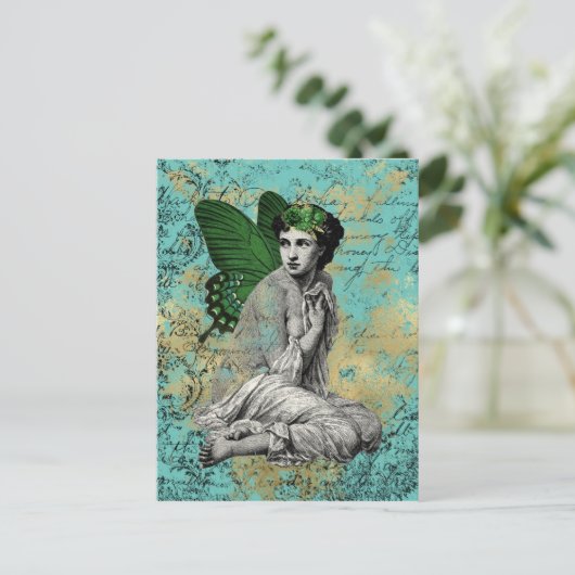 ヴィンテージグリーンフェアリーオンアクアエフエメラ ポストカード (スタンド正面)