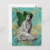 ヴィンテージグリーンフェアリーオンアクアエフエメラ ポストカード (正面/裏面)