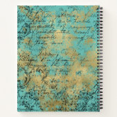 ヴィンテージグリーンフェアリーオンアクアスケパーソナライズされたッチ ノートブック (裏面)