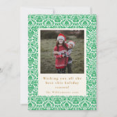 ヴィンテージグリーンフェスティバル2枚フォトクリスマスバーティカル シーズンカード (正面)