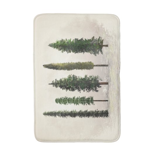 ヴィンテージグリーンフォレストツリーズ素朴ウグジー バスマット (正面縦)