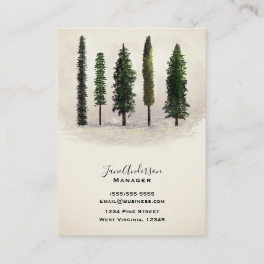 ヴィンテージグリーンフォレストツリーズ素朴ウグジー 名刺 (裏面)