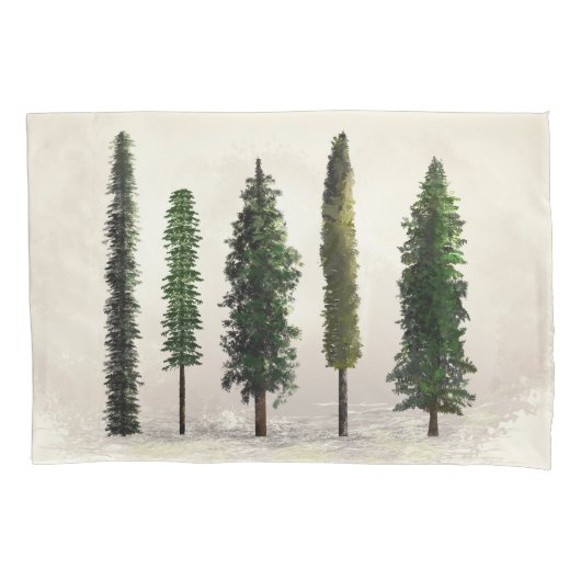 ヴィンテージグリーンフォレストツリーズ素朴ウグジー 枕カバー (正面)