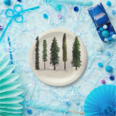 ヴィンテージグリーンフォレストツリーズ素朴ウッドシ結婚ーズ ペーパープレート (パーティー)